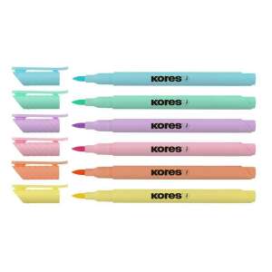 KORES Pastel Style ecsethegyű filctollak, 6 darabos készlet, pasztell színek - Kores