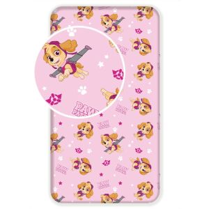 Közelkép a Mancs Őrjárat Pup Power gumis lepedőről 90x200 cm Skye karakterrel - Mancs Őrjárat