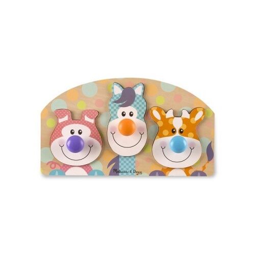 Melissa &amp; Doug 3440 Bébi és tipegő fajátékok Óriás puzzle gombbal farm állatai 122923966