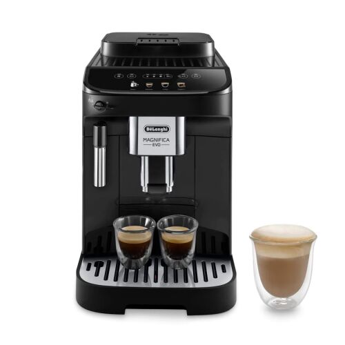 Widok z przodu ekspresu do kawy DeLonghi ECAM290.22.B Magnifica Evo, automatyczny, czarny