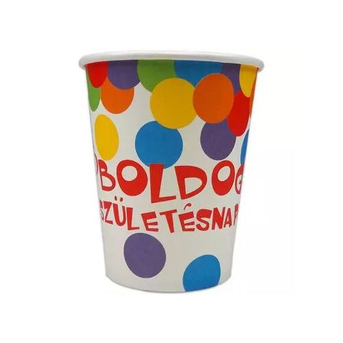 Sretan rođendan 6 kom. kartonske čaše s natpisom - 250 ml, model konfeti 122924268