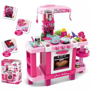 Kids Cook Bucătărie de jucărie roz cu lumini și sunete, set de 39 de piese - Bucatarie pentru copii
