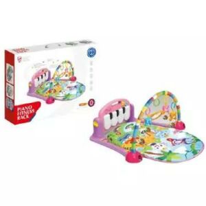 Muzyczna różowa mata edukacyjna dla niemowląt z pianinkiem, Piano Fitness Rack - Manyuk Toys