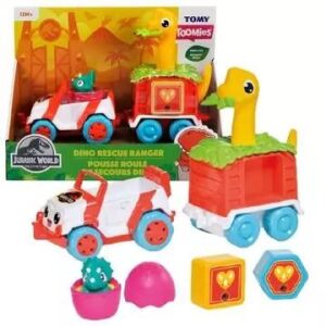 Tomy Toomies Jurassic World Dino Rescue Ranger set igračaka s vagonima i blokovima za sortiranje oblika, vidljivo pakiranje - Igračka