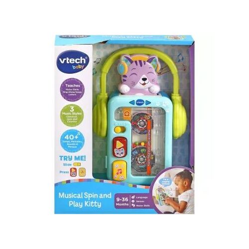 VTech Baby Musical Spin and Play Kitty, интерактивна играчка за бебета на 9-36 месеца, развива двигателните умения и учи музикални стилове