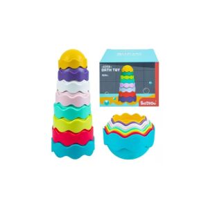 BeiDiou Turmbau Badespielzeug, 8-teilige Stapelbecher für Kleinkinder - Galaxy