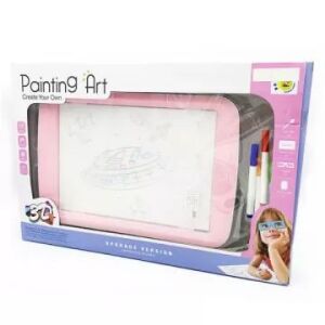 Tabla de desen 3D roz pentru copii cu markere și ochelari - Planșe de desen