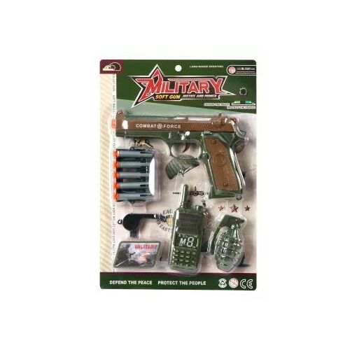 Set igračaka Military Soft Gun s pištoljem, mecima, voki-tokijem i granatom