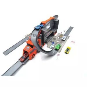 Átalakítható teherautó készlet versenypályával és játékautókkal - Manyuk Toys