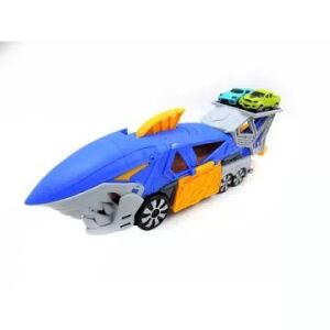 Cápa formájú autókatapult wyrzutnia samochodzików z motywem rekina i mini autkami - Manyuk Toys