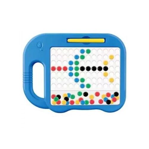 Prim-plan cu tabla de desen magnetică elefant albastru cu mărgele colorate