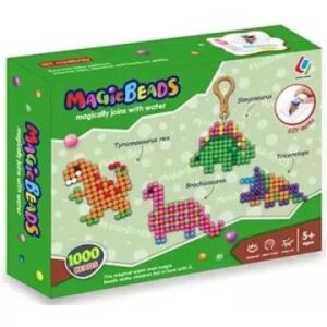 Zestaw do tworzenia breloczków z dinozaurami Magic Beads, zawiera kolorowe koraliki i spryskiwacz wodny do montażu - Manyuk Toys