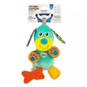 Lamaze Pupsqueak kiskutya plüss játék csörgővel és csont alakú rágókával - Lamaze