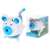 Mouse shaped pencil sharpener, Starpak brand, white and blue, with a clear plastic container for shavings