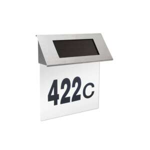 Solar powered house number sign with LED lights, stainless steel, 422C - Sumker
