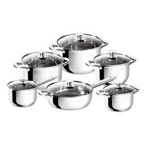 Blaumann Gourmet Line 12 piece stainless steel cookware set with glass lids - Crockery