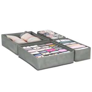 Springos 4-teiliges Schubladen-Organizer-Set, grau, für die Organisation von Unterwäsche, Socken, Gürteln und Schmuck - Lagerung & Organisation