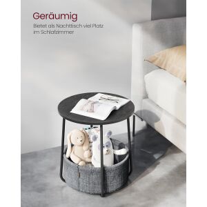 Măsuță rotundă neagră cu coș de depozitare, perfectă pentru spații mici, Vasagle by Songmics Home - VASAGLE Mese de cafea