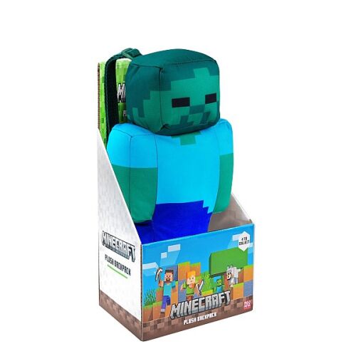 Minecraft Zombi Plüss Hátizsák, 30 cm, zöld és kék, gyerekeknek