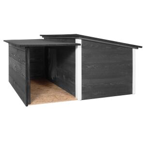 Dechland изолиран плосък покрив Кучешка колиба с покрита тераса XL #сив