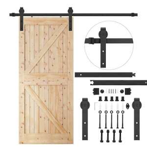 Tolóajtó vasalat szett 183 cm, sliding barn door hardware kit with wooden door - Springos