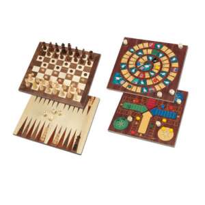 Cayro 5 az 1-ben Társasjáték-szett - Sakk, Dáma, Backgammon és Több - Fa Doboz 46555355 - Cayro