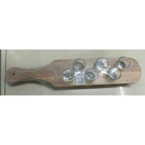 6er-Set Flippy Glass Schnapsgläser, mit Holzständer, rustikales Design, 41 x 8,5 x 6 cm, Modell 2, braun 114544289