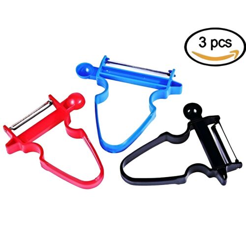 Flippy Schäl-, Reibe- und Schneidezubehör 3er Set für Gemüse und Obst, Schwarz-Rot-Blau 114544421