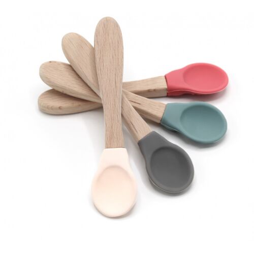 Teikanál fa fogantyúval és lekerekített szilikon heggyel BabyJem (Szín: Szürke) 114549374
