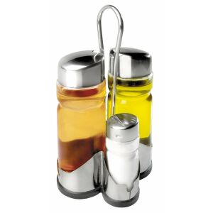 Set de ulei de măsline Ibili 5 piese, oțel inoxidabil/sticlă, 175 ml, argintiu/transparent, dozator de ulei și oțet, sare și piper, accesorii de bucătărie - Distribuitoare de ulei și oțet