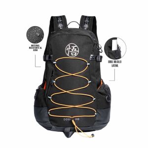 Dragon Ball Z Pro Rucksack, schwarzer Polyester-Rucksack mit orangenen Akzenten, mehrere Fächer, wasserabweisend - Zubehör Kleidung