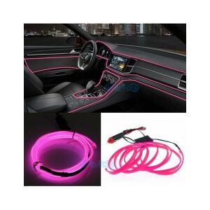 Kit lumini neon auto roz 5m, roz culoare roz, cu adaptor pentru brichetă - Lumini auto