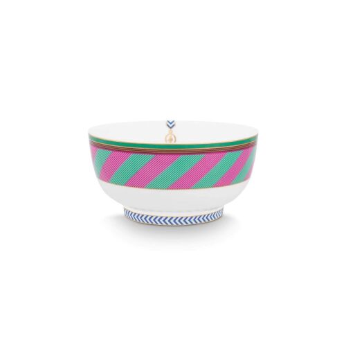 Miska porcelanowa, Pip Studio, Stripes Różowo-Zielona, 15,5cm, kolekcja Pip Chique