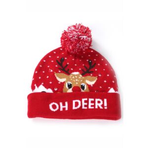 Čiapka Fes so zapínaním/vypínaním Luminite LED a zimnou/vianočnou potlačou, Oh Deer, UNISEX, veľkosť ONE SIZE, viacfarebná 115948447 - Dámske čiapky