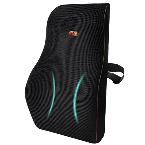 Linomag® deréktámasz párna, fekete, memóriahab, ergonomikus kialakítás irodai és autós székekhez