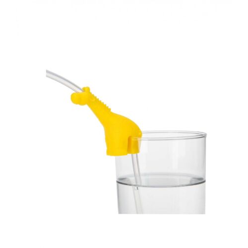 Zestaw 2 silikonowych słomek Nuby wielokrotnego użytku, ze wspornikiem w kształcie zwierzątek, zielono-żółty, 1 rok+ 136121645