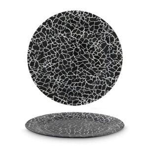 6 db elegáns Pufo Ellegant Black üvegtányér készlet aperitif, desszert tálalásához, 28 cm, fekete 114557756