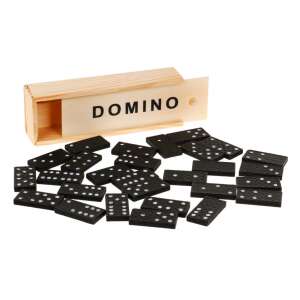 Klaszikus fekete dominó fa dobozban 40287997 Dominó, sakk