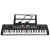 Black 61-key electronic keyboard with music stand