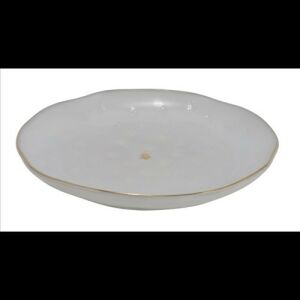 Gehlmann Fenyős porcelántányér fehér, kis arany fenyővel, 19,5x19,5x2cm 114600442 - Gehlmann