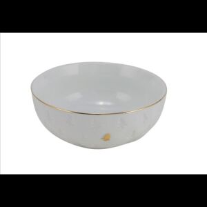 Gehlmann fehér porcelántálka arany fenyővel, 14,5x14,5x6cm - Gehlmann
