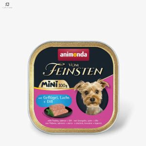 Animonda Vom Feinsten Adult Mini mit Geflügel, Lachs + Dill (baromfi,lazac,kapor) alutálkás - felnőtt kutyák részére (100g) 114613025 - Animonda