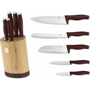 Berlinger Haus Leonardo Collection 6-piece stainless steel knife set with bamboo knife stand - Kitchen Knife