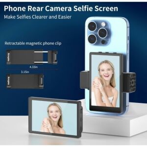 Ekran do selfie z tylnej kamery telefonu KingMa przymocowany do telefonu, wyświetlający widok selfie - Zestaw słuchawkowy