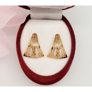 Xuping aranyozott, hipoallergén fülbevaló, 18 mm, háromszög alakú cirkónia kövekkel - Divat & Öltözködés