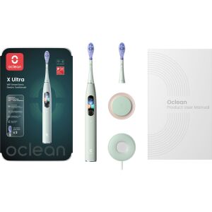 Oclean X Ultra Green интелигентна звукова електрическа четка за зъби с глави за четкане, база за зареждане и ръководство за потребителя - Oclean