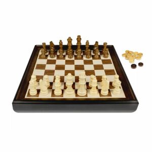 Deluxe fa sakk és dáma készlet logikai társasjáték (GF2203)