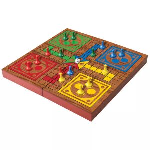 Rozłożona gra planszowa Merchant Ambassador Ludo, drewniana plansza z pionkami - Merchant Ambassador