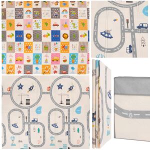 Springos Foldable Baby Play Mat 180x200cm - Two Sided - City Road and ABC Design - Baby Gyms & Play Mat and Foam Puzzle