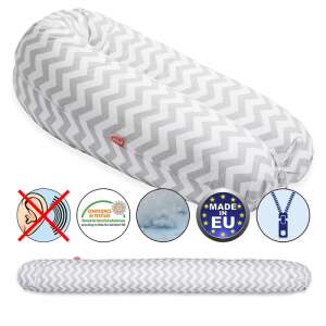 Scamp Szoptatós Párna - 155x30 cm - Szürke Csíkos